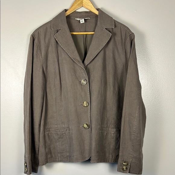 L.L. Bean Linen Three Button Blazer Fully Lined EUC - Picture 1 of 13